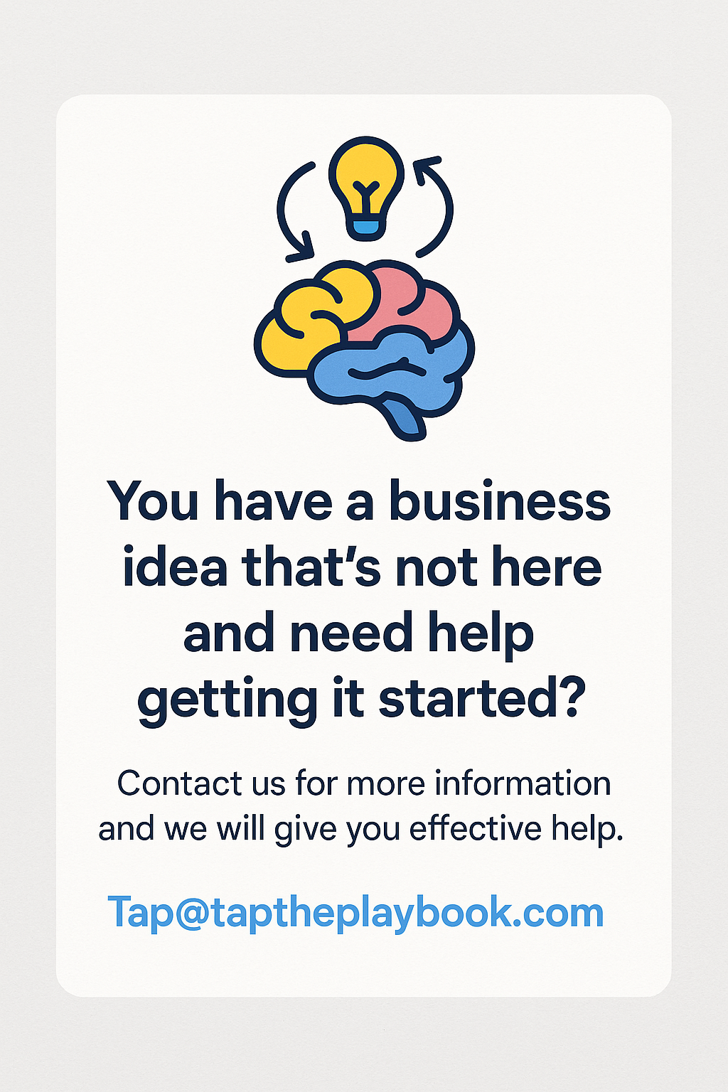 Have an idea for a business model that's not listed? Contact us for hands on affordable help.